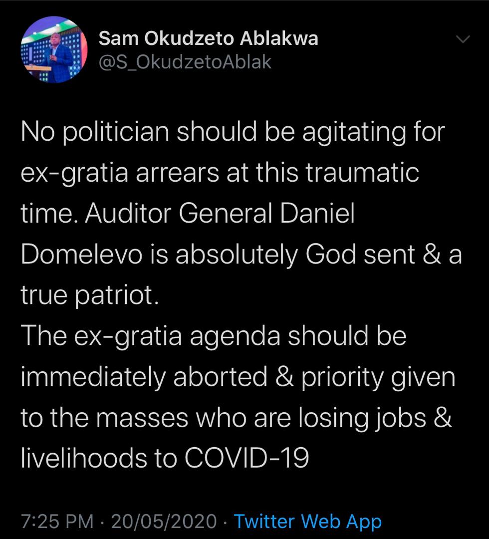 Stop demanding ex-gratia amid COVID-19 pandemic – Ablakwa to ex-MPs