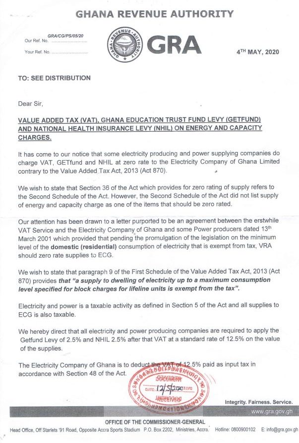 Withdraw VAT on power directive – Mutawakilu to GRA