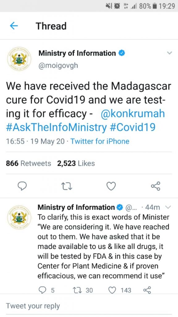 Ghana requests for Madagascar’s COVID-19 herbal cure for testing – Oppong Nkrumah