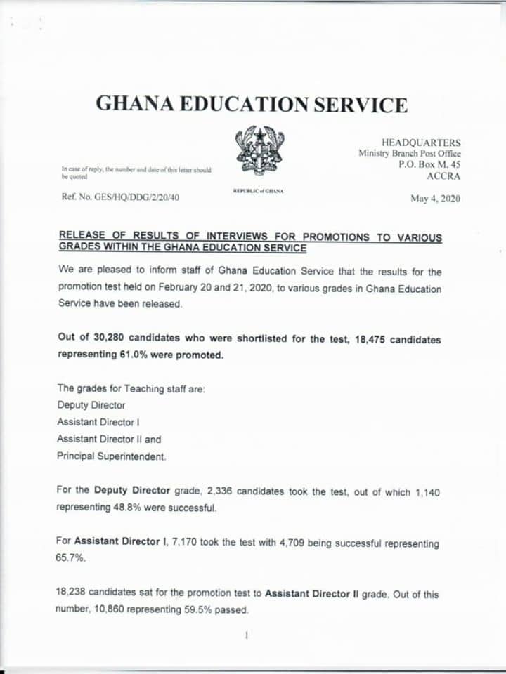 18,475 teaching staff to be promoted after passing GES’ aptitude test