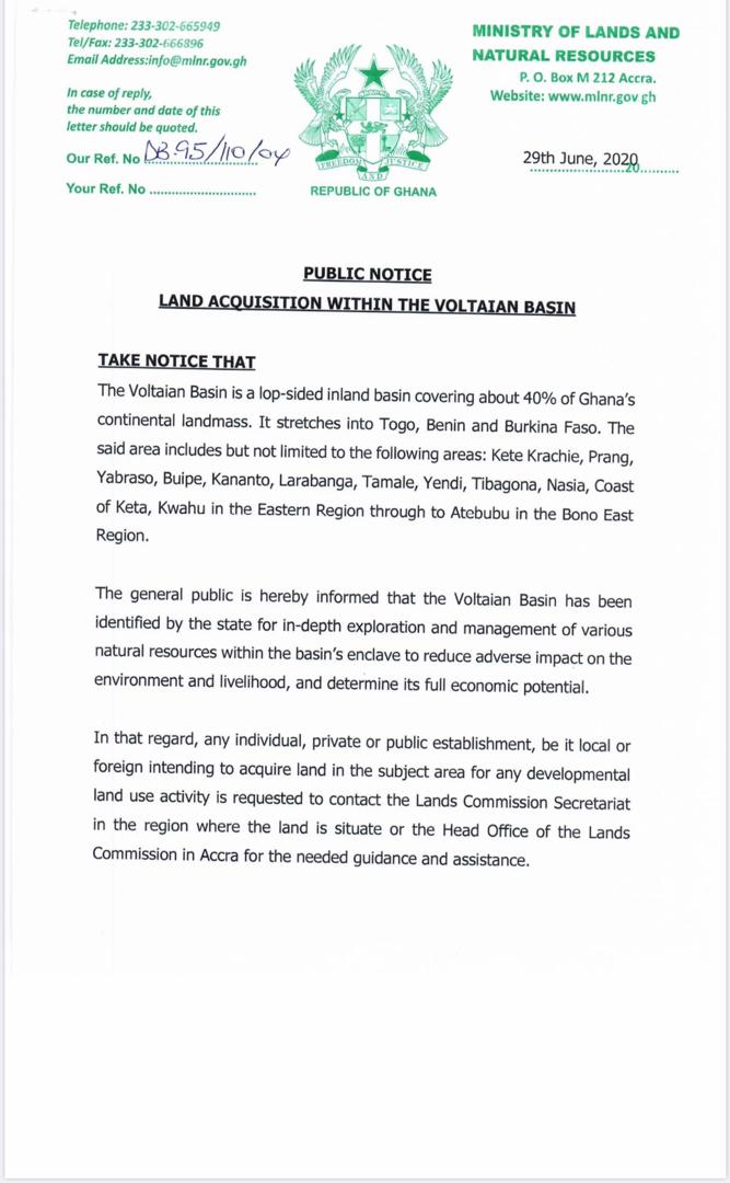 Engage Lands Commission before buying land in Voltaian basin – Lands Ministry