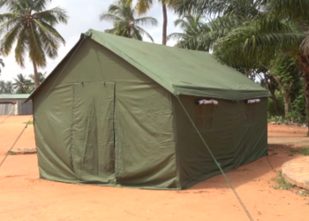 One of the soldier tents erected in the border communities