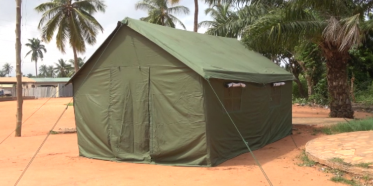 One of the soldier tents erected in the border communities