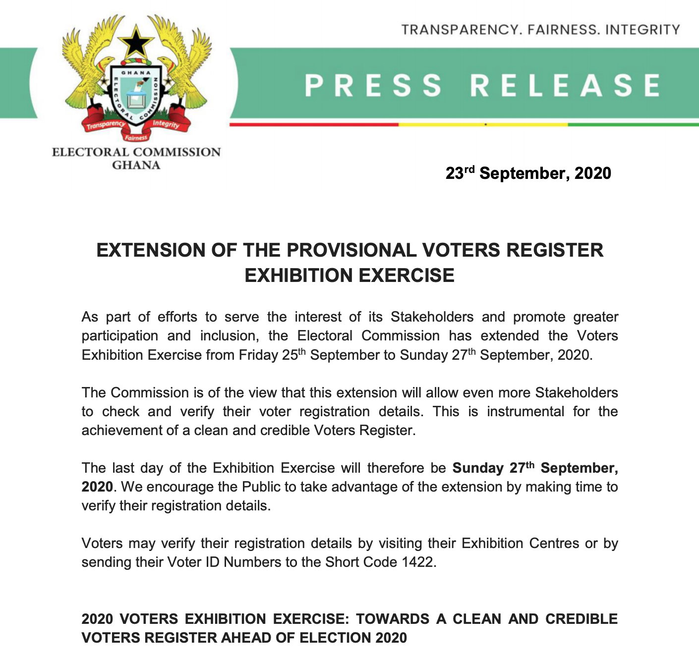 EC extends voter exhibition exercise by two days