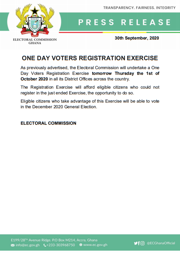 EC to proceed with one-day registration exercise despite NDC’s lawsuit