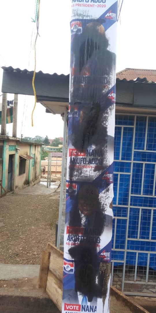 Upper Denkyira East: NPP supporters angry as unknown persons deface party posters