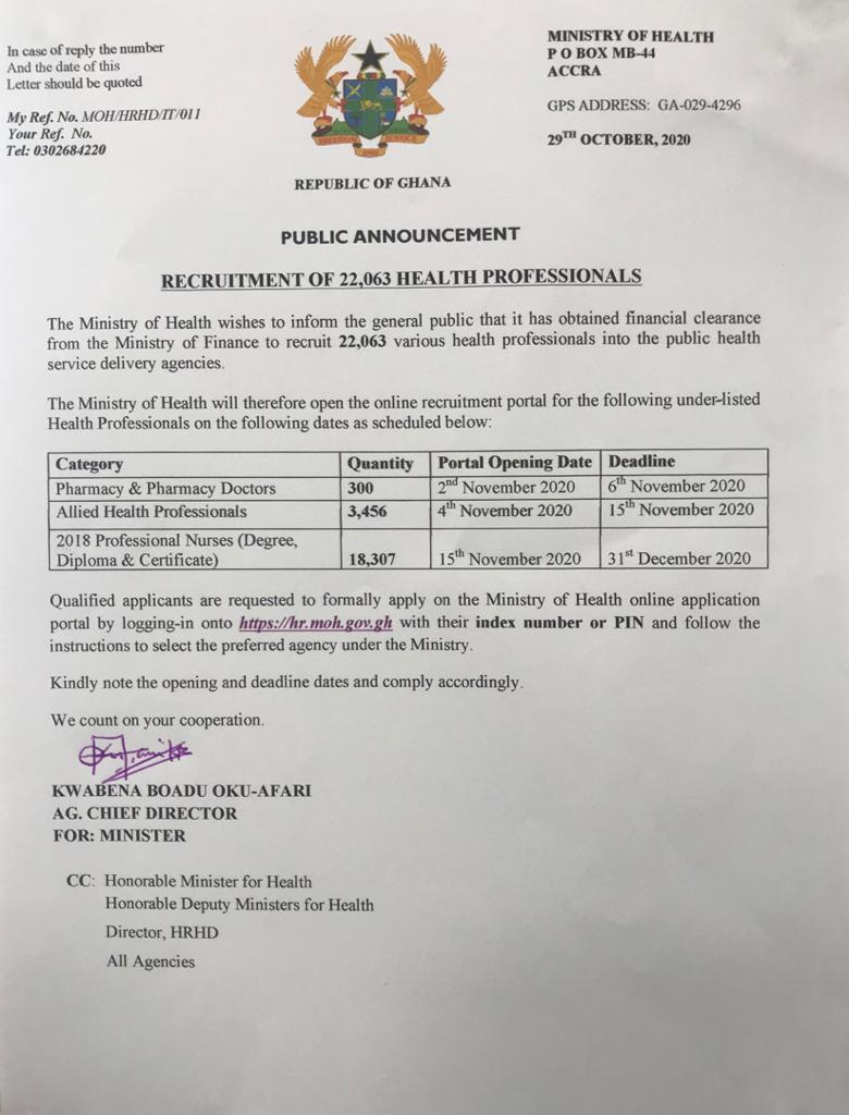 Health Ministry gets clearance to employ 22,063 health professionals