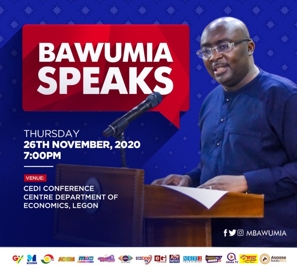 Bawumia to speak on future of Ghana’s economy tomorrow