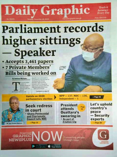 Newspaper Headlines Tuesday 15th December Ghheadlines Total News Total Information