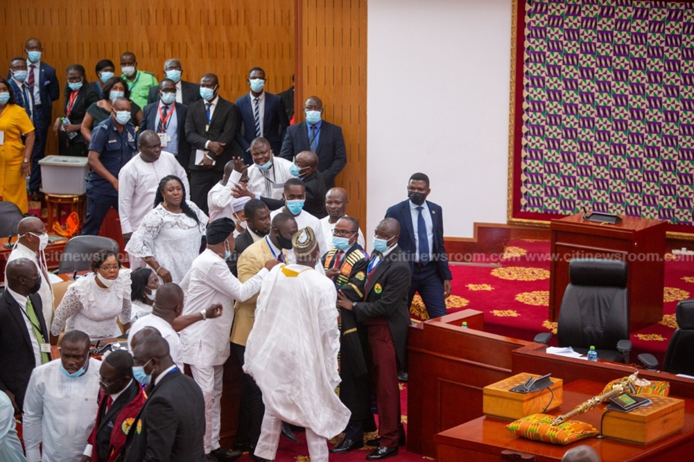 Chaos in Parliament as NDC Caucus rejects Clerk’s decision to bar injuncted Assin North MP