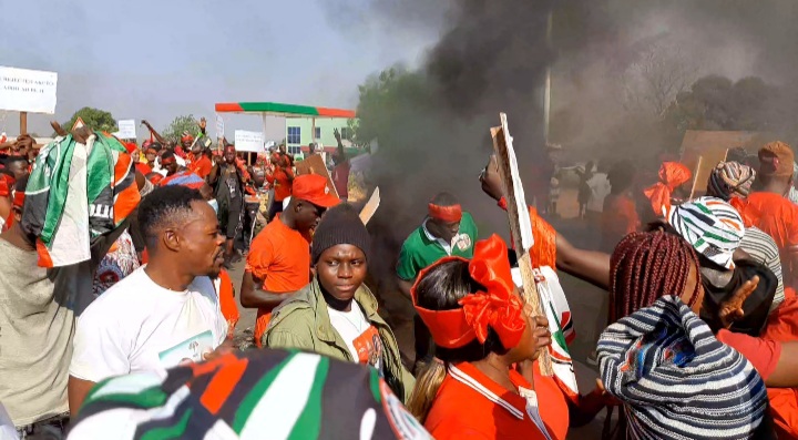 NDC supporters protest against Akufo-Addo in Savannah Region