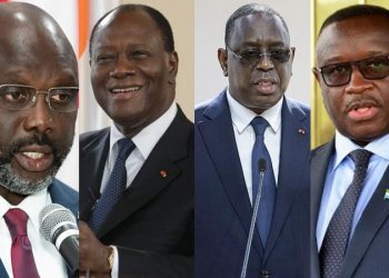 From left:  President of Liberia, George Weah, President of Cote d'Ivoire, Alassane Ouattara, President of Senegal, Macky Sall and President of Sierra Leone, Julius Maada Bio.