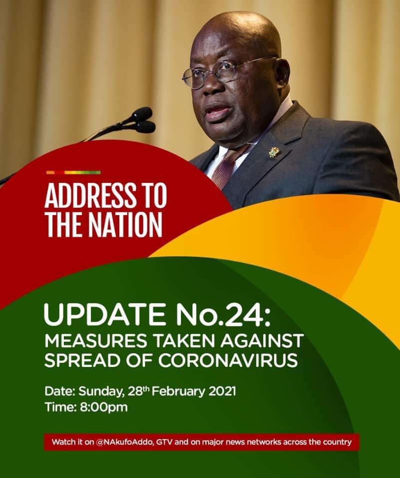 Akufo-Addo addresses Ghanaians on COVID-19 measures tonight