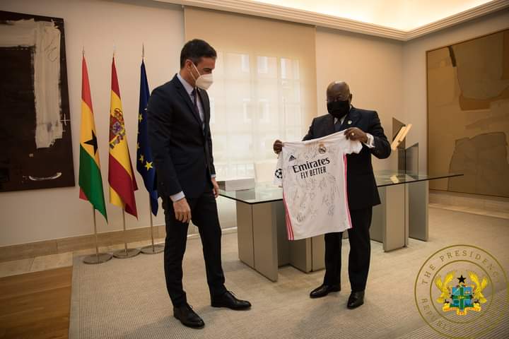 Spanish Prime Minister gifts Akufo-Addo customized Real Madrid jersey on his birthday