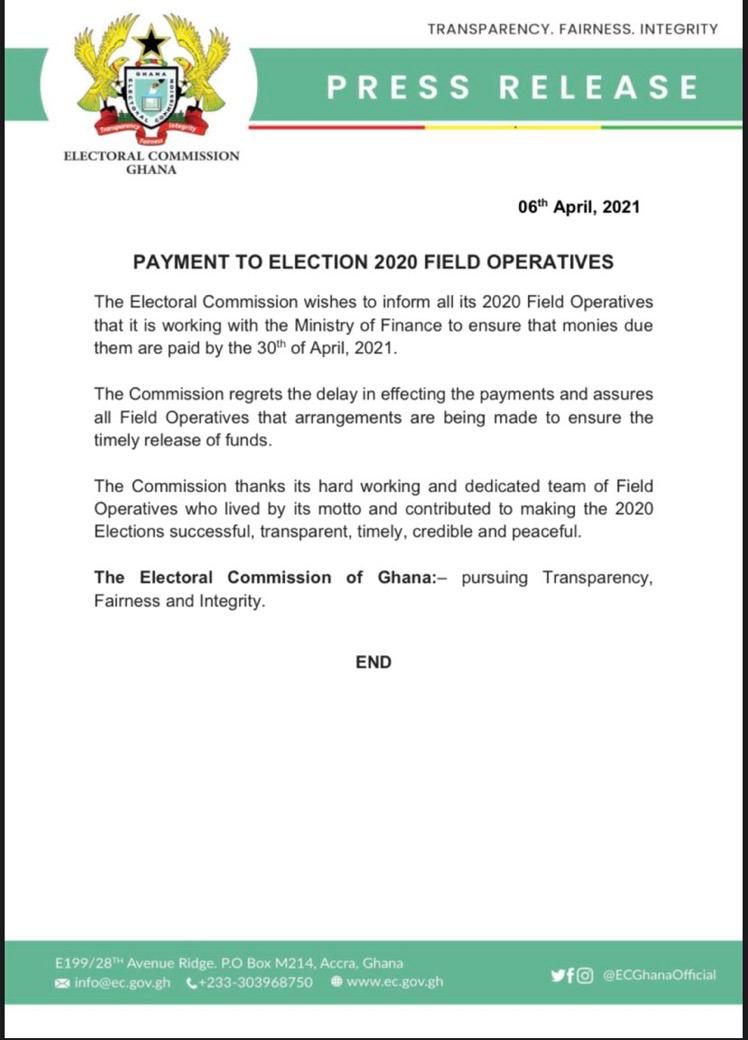 Election 2020: Allowances for contract workers will be paid by April 30 – EC