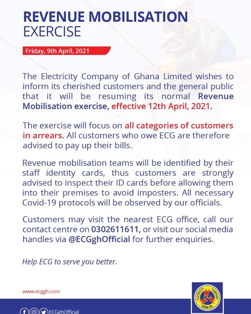 ECG to resume revenue mobilization from April 12