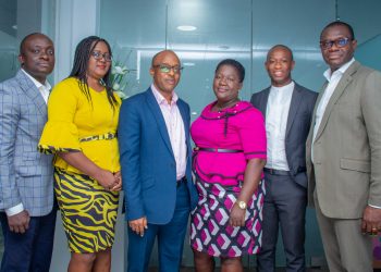 From left to right Eric Quarcoo, GM, Admin & Public Sector, Sylvia Kwame, Head, Recons & Settlement, George Babafemi, Executive Director, Elinam Agbottah, Head, Risk & Compliance, Fred