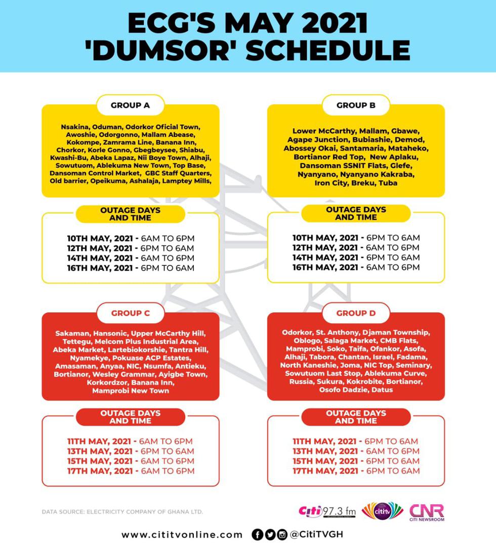 ECG’s eight-day ‘dumsor’ schedule begins today