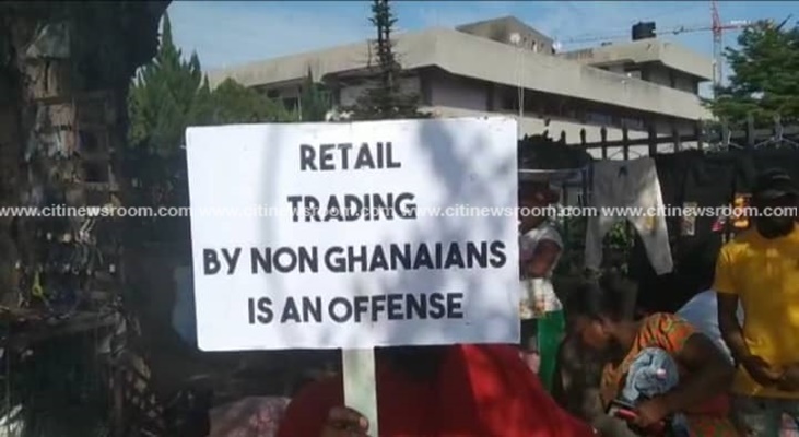 GUTA members demonstrate; lock up shops of foreign retailers in Koforidua