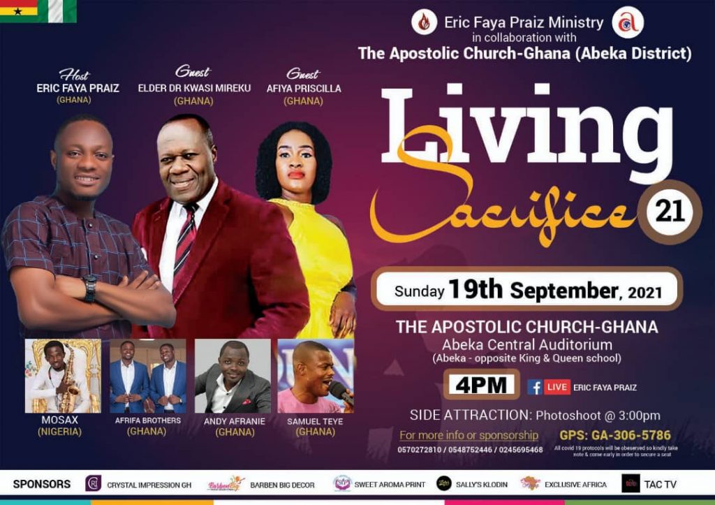 Elder Mireku to perform at gospel concert, Living Sacrifice 2021 on September 19