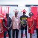 L-R : Mr Peter Adjei; Kojo Soboh, Mr Shabban Mohammed; Alexander Allotey, the winner of PruRIde 2019  Amateur race; Maukeni Ribeiro and Tetteh Ayitevie