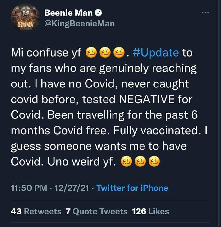 Beenie Man tested positive for COVID-19; escaped from isolation – GHS explains