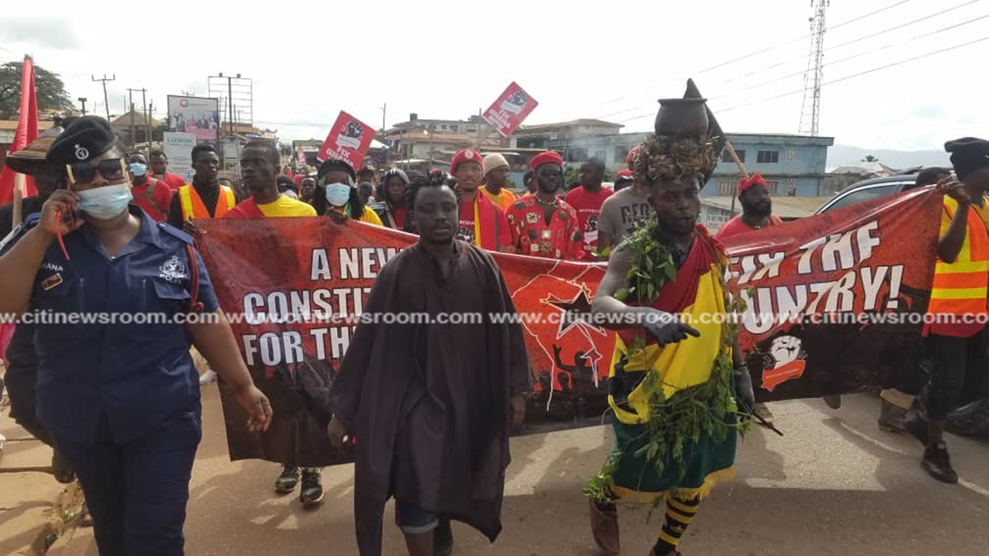 Obuasi residents stage demo to demand development