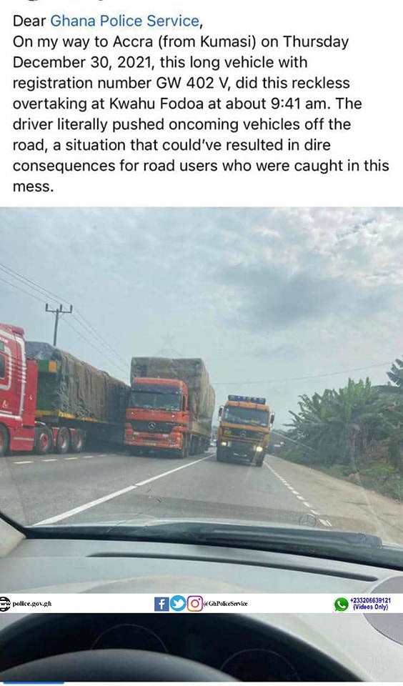 Reckless truck driver arrested after he was reported on Facebook