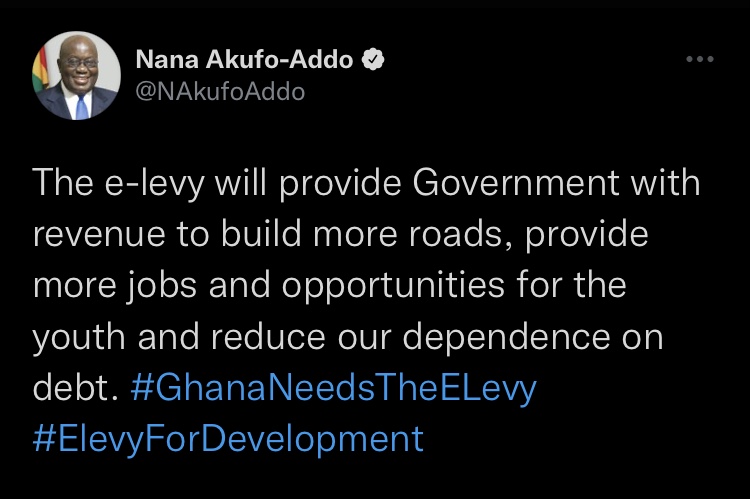 E-levy will provide more jobs and reduce dependency on debt – Akufo-Addo