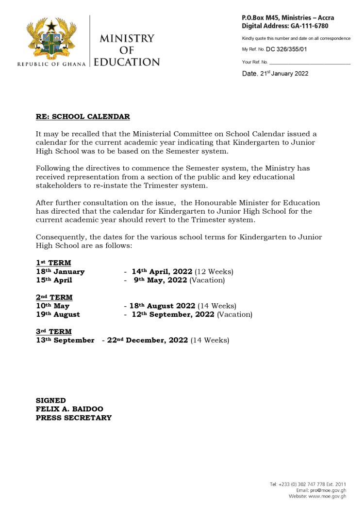 School Calendar TRIMESTER SYSTEM_page0001 Citinewsroom Comprehensive News in Ghana