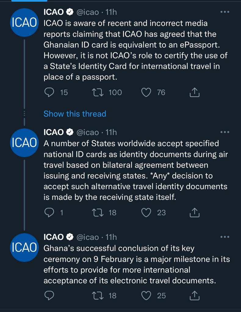 ICAO denies certifying Ghana card as e-passport