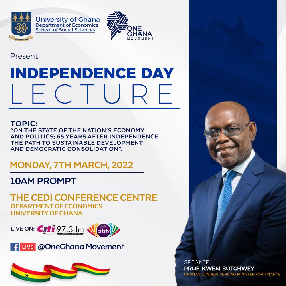 Prof. Kwesi Botchwey to speak at UG, OneGhana Movement’s Independence Day lecture