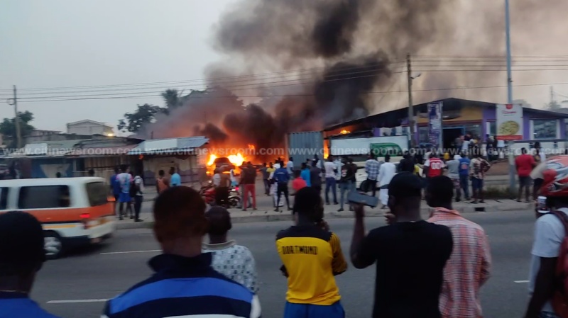 Mechanic shop, church, chop bar gutted by fire at Awoshie Mangoase