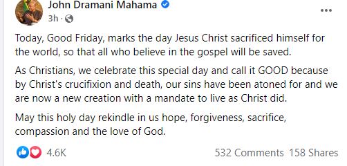 Easter: May this season rekindle our hope, love for God – Mahamaa