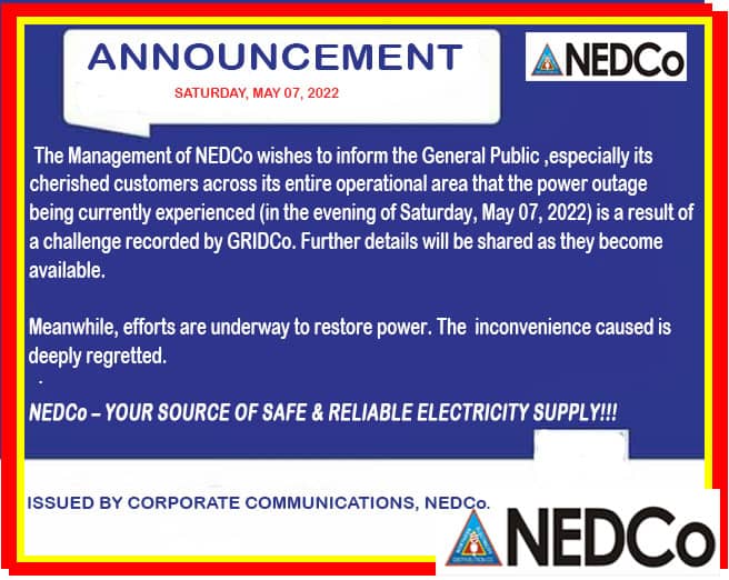NEDCo blames challenges with GRIDCo for outage in northern part of Ghana