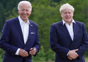 Leaders of the G7, including US President Joe Biden (L) and UK Prime Minister Boris Johnson (R), proposed a plan geared towards competing with China's Belt and Road Initiative