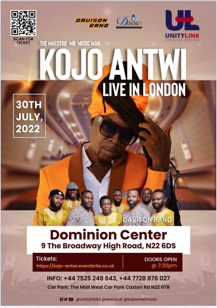 Kojo Antwi billed for concert in London on July 30