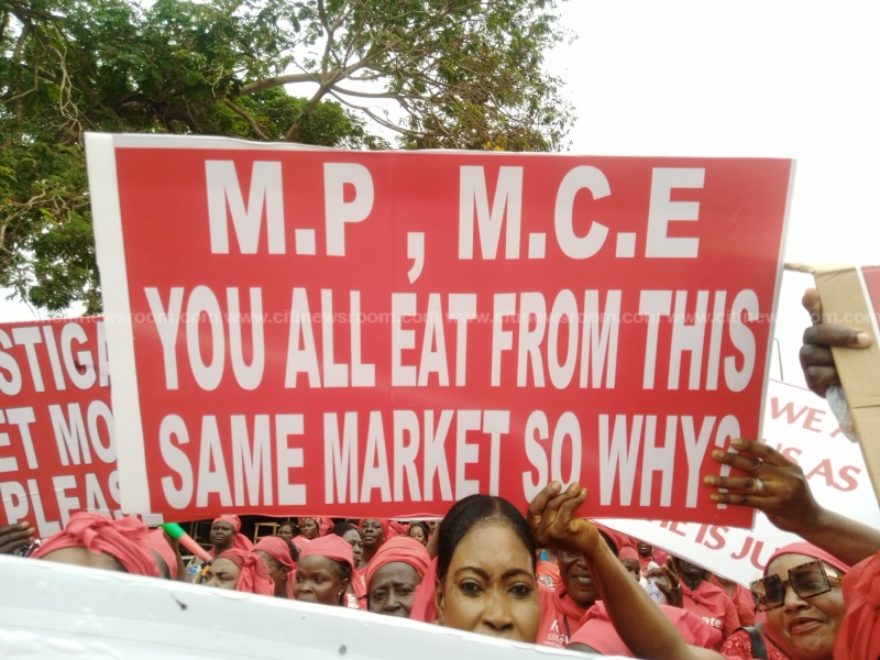 Akim Oda Central Market traders protest planned relocation by assembly
