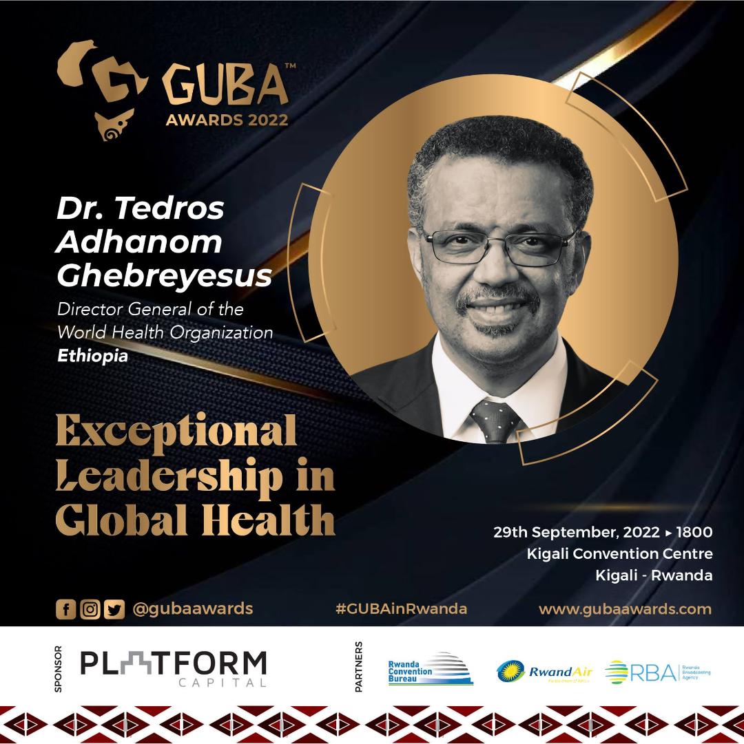 WHO Chief to receive GUBA ‘Exceptional Leadership in Global Health’ awards in Kigali