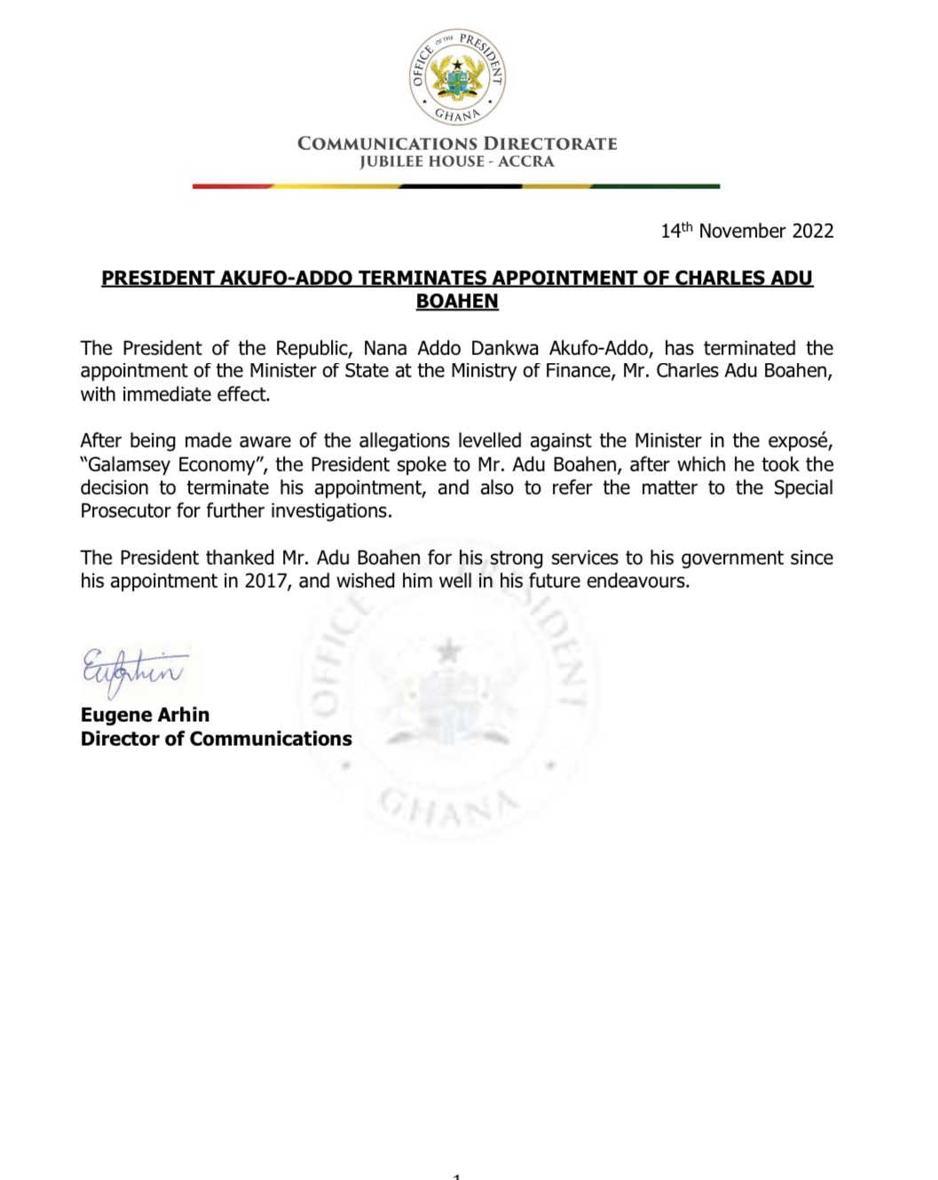 Akufo-Addo sacks Charles Adu Boahen over Anas exposé