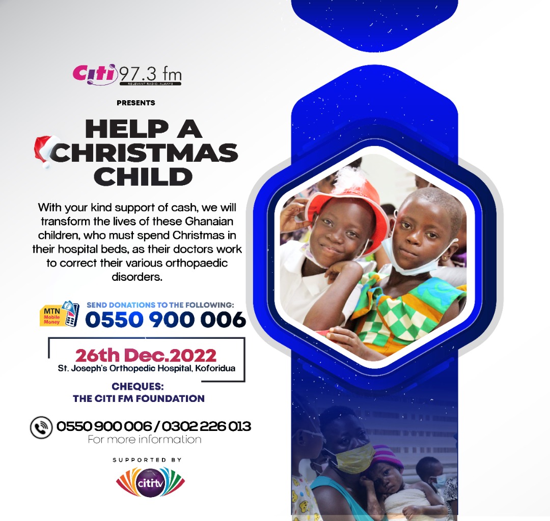 Help A Christmas Child: Citi FM/TV to fete children at St Joseph’s Orthopaedic Hospital