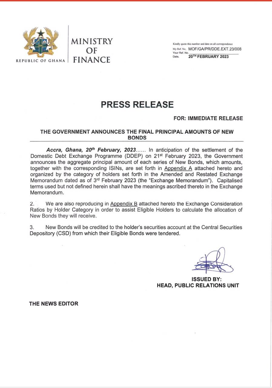 DDEP: Govt announces final principal amounts of new bonds