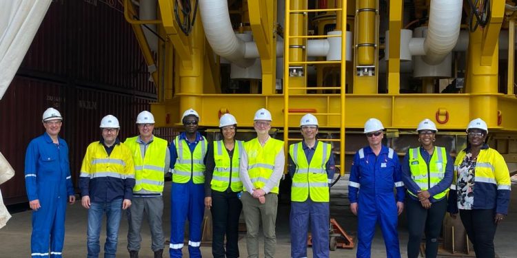 Tullow Ghana Limited Leadership Team with the engineers of the Orsam Fabrication Yard in Takoradi
