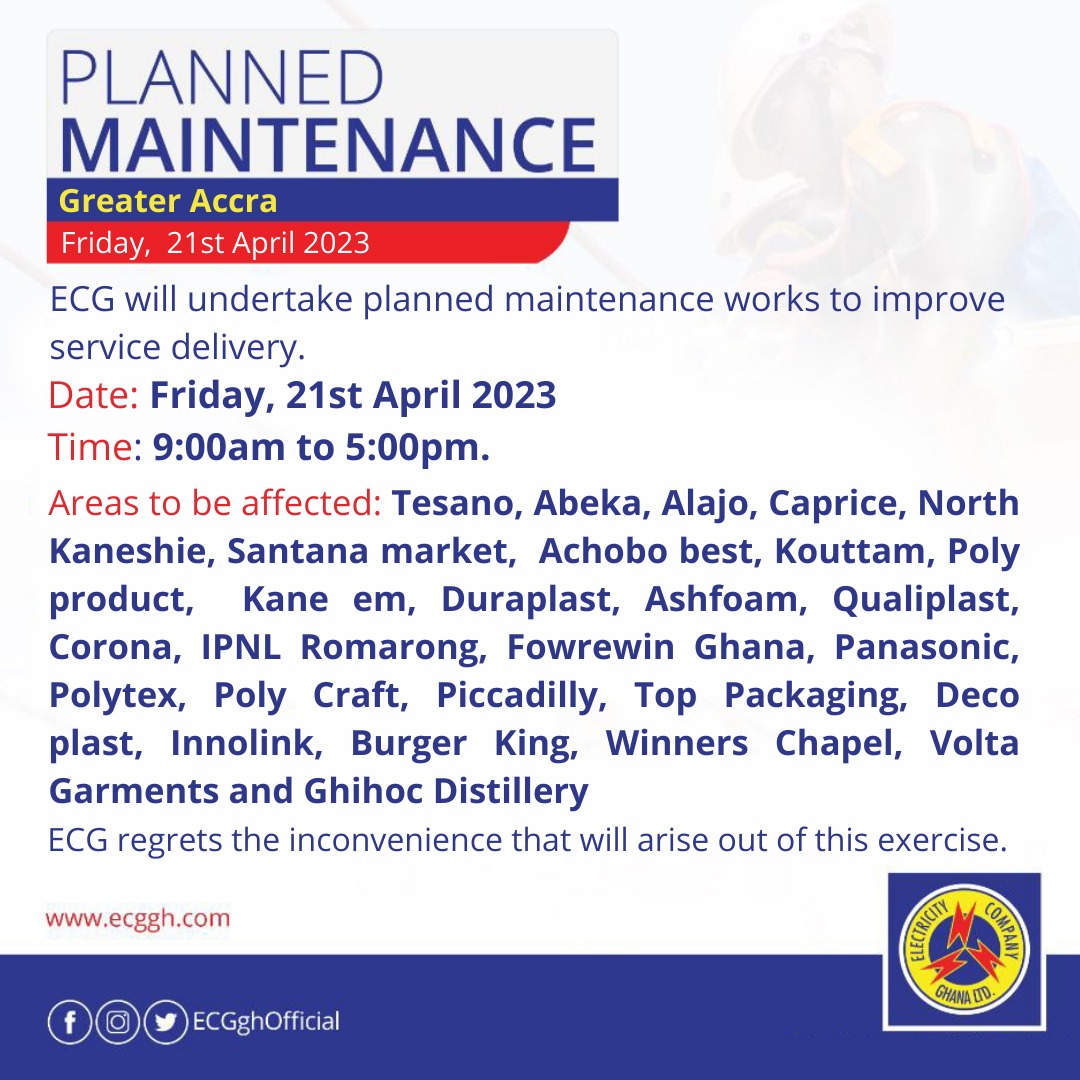 ECG to undertake maintenance works; Tesano, other areas to be affected