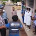 WHO official, Ama Owusu-Asare interacts with staff members during a tour at the Takoradi Hospital on August 3, 2022