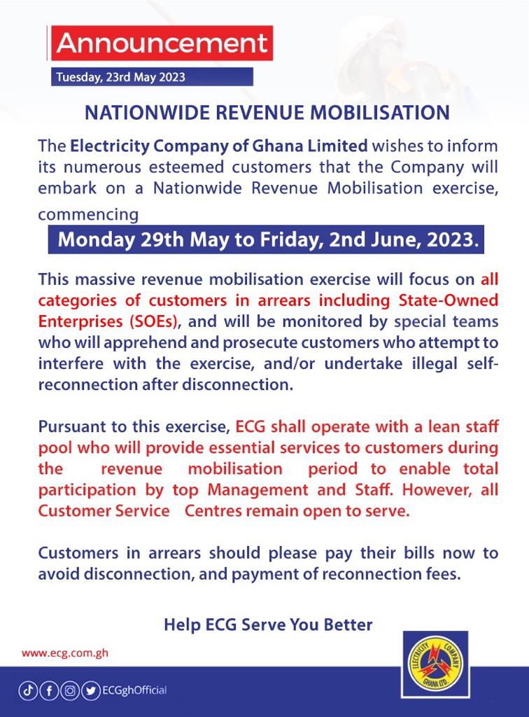 ECG to embark on another revenue mobilisation exercise