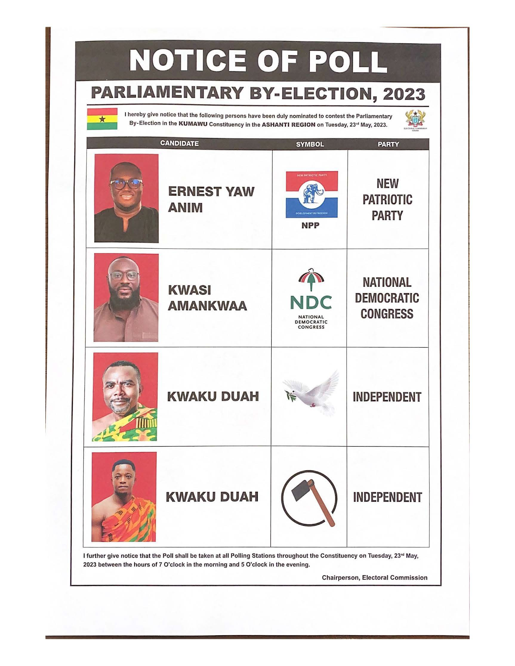 Kumawu by-election: Notice of poll circulating on social media fake – EC