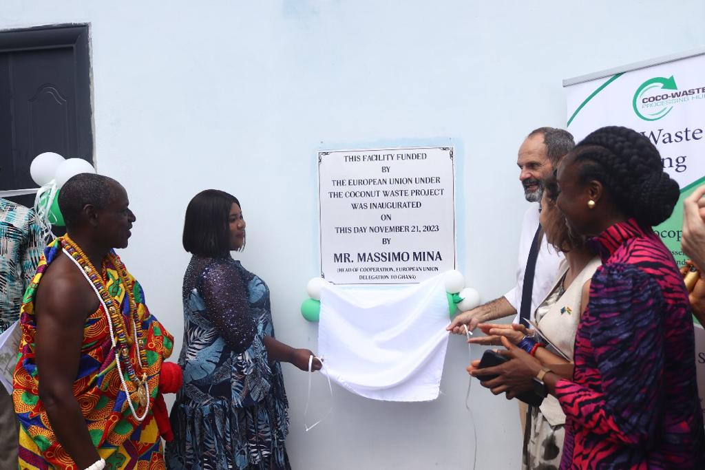 EU and partners inaugurate coconut waste  processing factory at Danfa