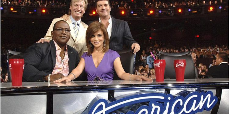 Ms Abdul (bottom right) claims that Mr Lythgoe (top left) first assaulted her during an early season of American Idol