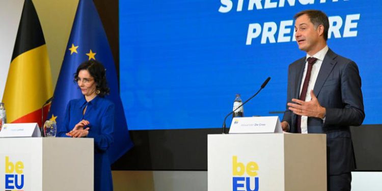 Belgian Premier Alexander De Croo and Foreign Minister Hadja Lahbib prepare for the EU Council presidency